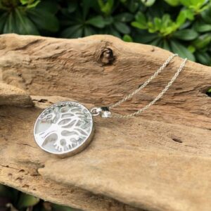 clear quartz tree of life gemstone pendant