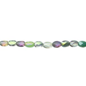 green mixed crystal oval beads