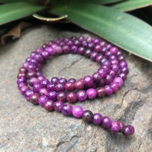 lepidolite gemstone round beads 4mm natural crystals
