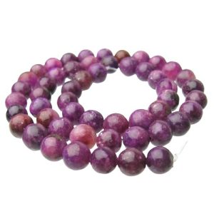 lepidolite 8mm round gemstone beads natural crystals