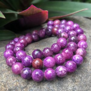 lepidolite 8mm round gemstone beads natural crystals