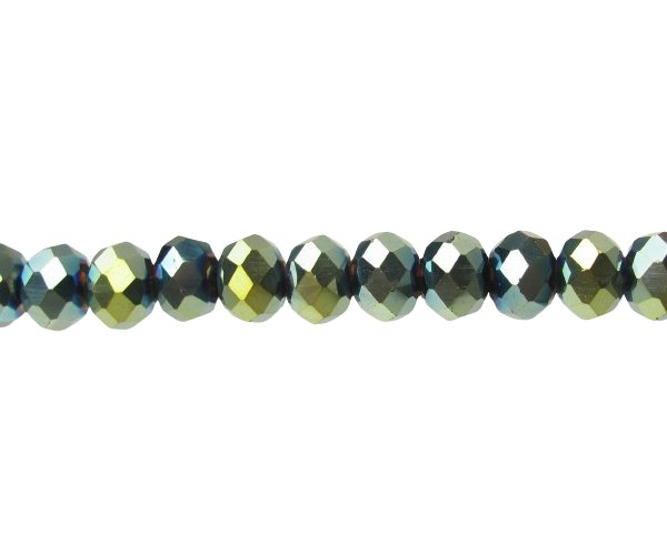 metallic green 8x10mm crystal rondelle beads
