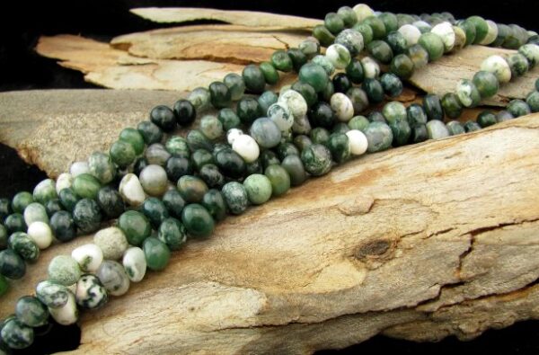 Moss Agate gemstone nugget beads