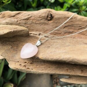 rose quartz small heart gemstone pendant