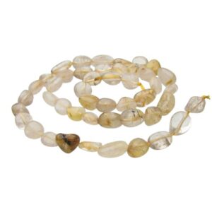 golden rutilated quartz pebble gemstone beads