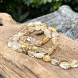 golden rutilated quartz pebble gemstone beads
