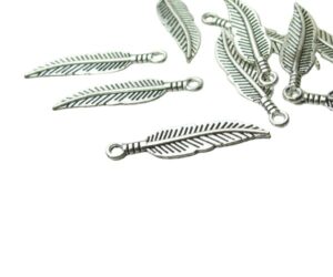 silver feather charms