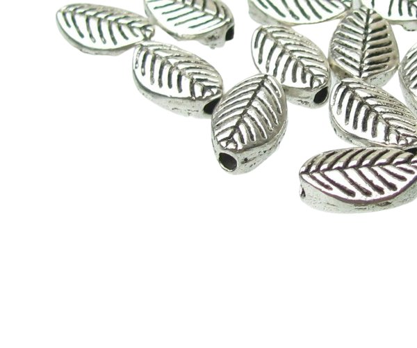 silver leaf beads