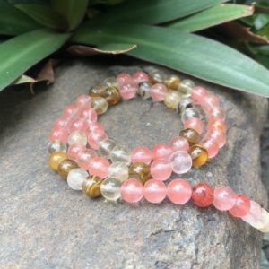 watermelonquartz6mmroundbeads4 watermelon quartz gemstone beads natural crystals