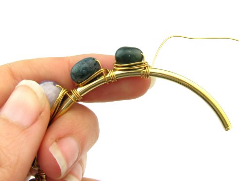 wired gemstone cuff bangle tutorial