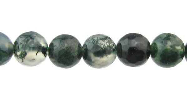 Moss Agate faceted round gemstone beads 6mm