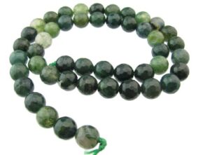 Moss Agate faceted round beads 8mm