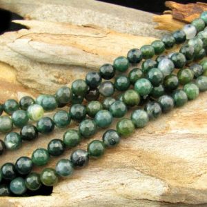 mossagatefacetedroundbeads8mm4 Moss Agate faceted round beads 8mm