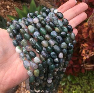moss agate pebble gemstone beads