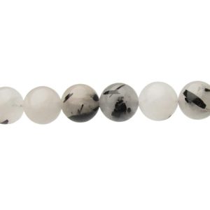 tourmalinated quartz 12mm round gemstone beads