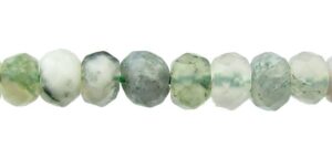moss agate faceted rondelle gemstone beads