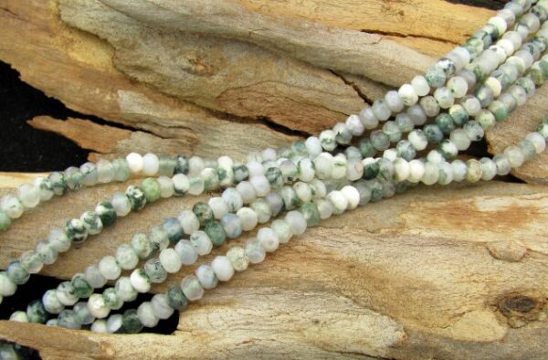 moss agate faceted rondelle gemstone beads