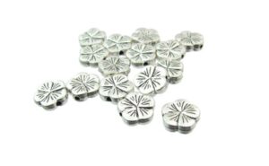 silver flower beads
