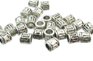 silver barrel beads with swirl