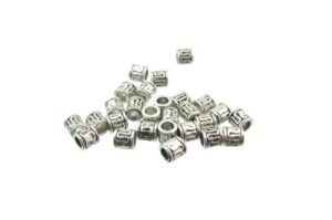silver barrel beads with swirl