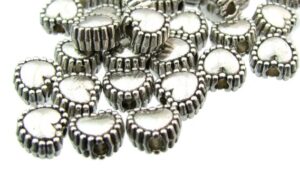 silver metal beads small heart