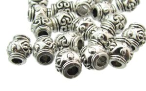 silver small barrel beads