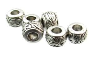antique silver barrel beads with large hole