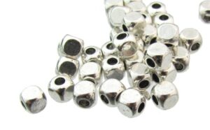 silver cube spacer beads 4mm
