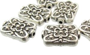 fancy silver rectangle beads