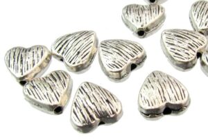 silver heart beads