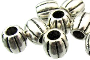 silver barrel beads