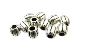 silver barrel beads