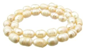 peach ringed rice freshwater pearls