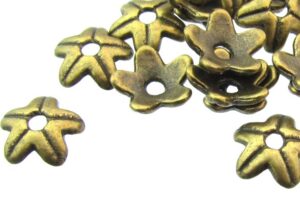 bronze flower bead caps