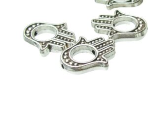 silver hamsa connector beads