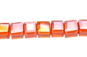 orange crystal cube beads