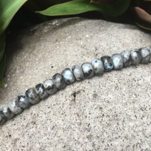 larvikite faceted rondelle gemstone beads natural crystals