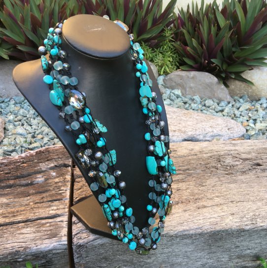 turquoise multi strand necklace tutorial