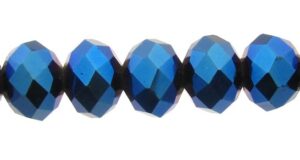 blue metallic crystal rondelle beads
