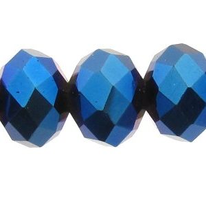blue metallic crystal rondelle beads