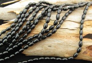 black onyx small rice gemstone beads