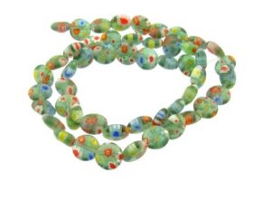 green disc millefiori glass beads australia