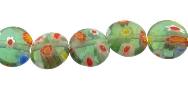 green disc millefiori glass beads australia