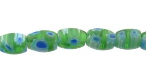 green rice millefiori glass beads