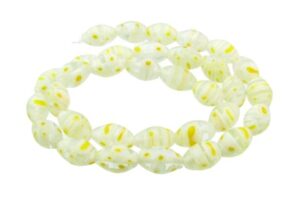 light yellow rice millefiori glass beads