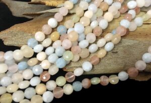 morganite faceted coin beads