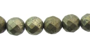 pyrite faceted gemstone round beads 8mm