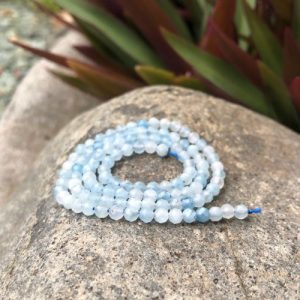 aquamarine faceted 4mm round gemstone beads