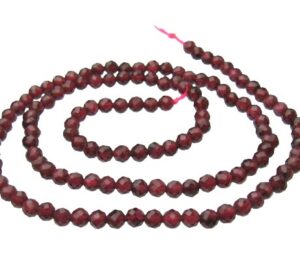 garnet faceted 3mm round beads