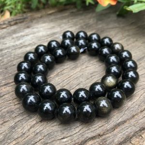 golden obsidian gemstone round beads 10mm
